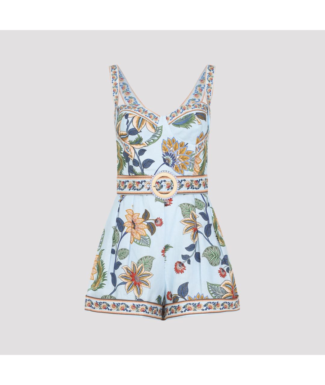 FARM RIO Синий льняной комбинезон, фото 2