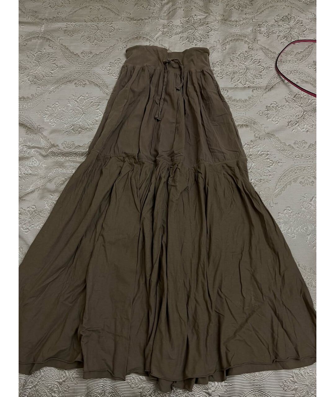 TWIN-SET Коричневая хлопковая юбка макси, фото 6