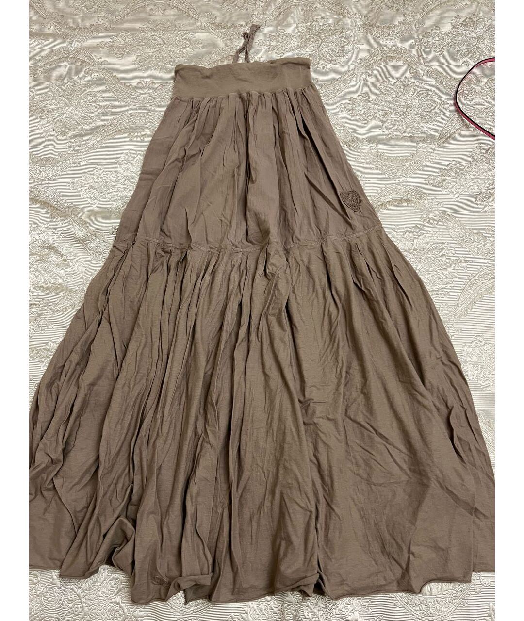 TWIN-SET Коричневая хлопковая юбка макси, фото 2