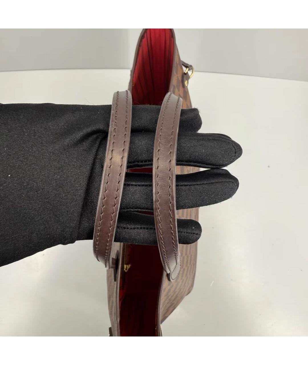 LOUIS VUITTON Коричневая кожаная сумка тоут, фото 7