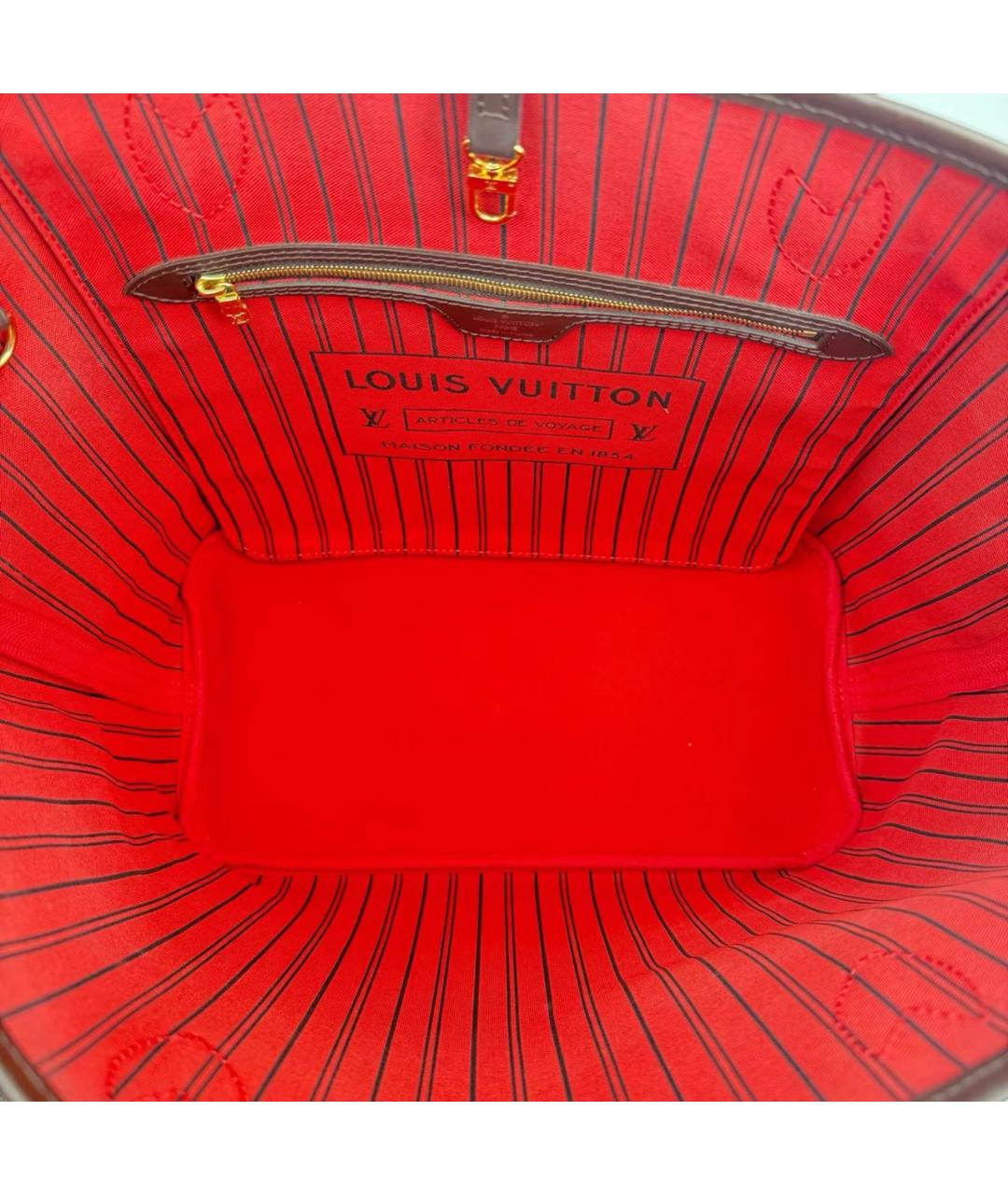 LOUIS VUITTON Коричневая кожаная сумка тоут, фото 8