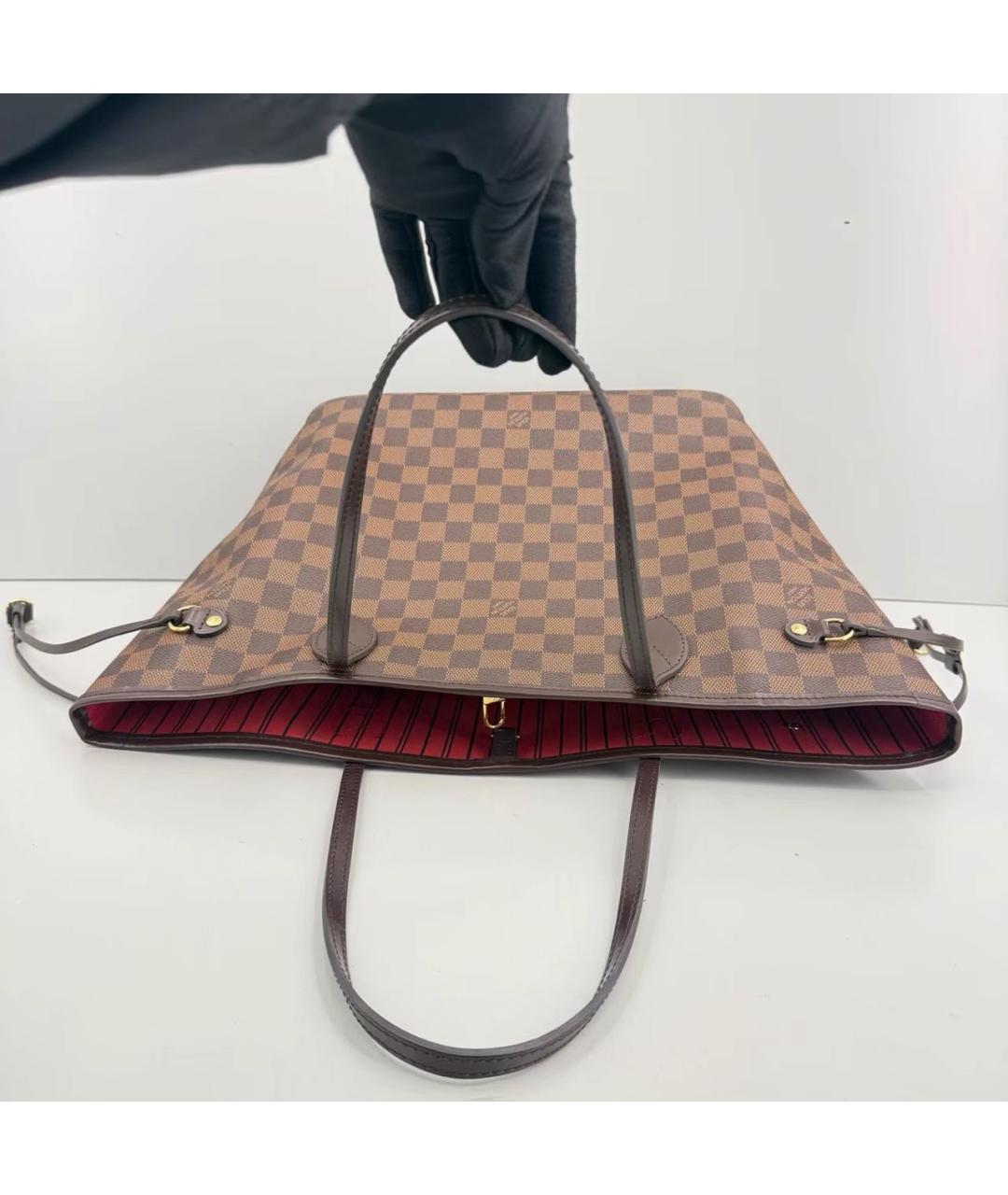 LOUIS VUITTON Коричневая кожаная сумка тоут, фото 6