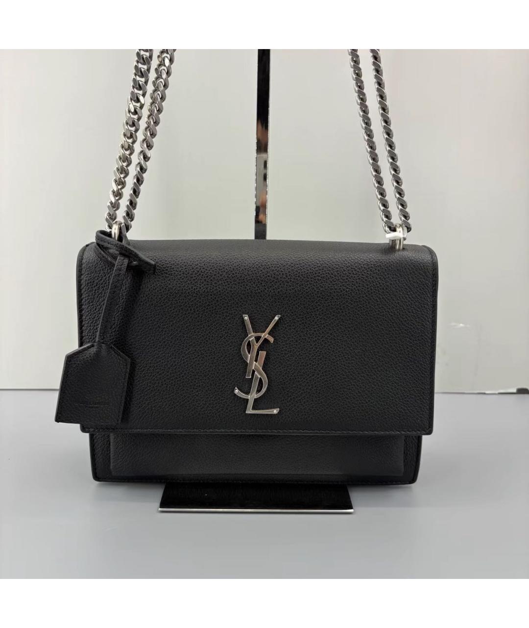 SAINT LAURENT Черная кожаная сумка через плечо, фото 9