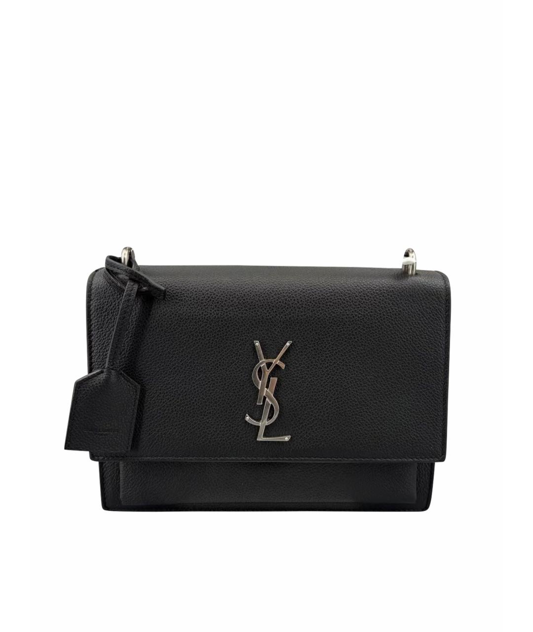 SAINT LAURENT Черная кожаная сумка через плечо, фото 1