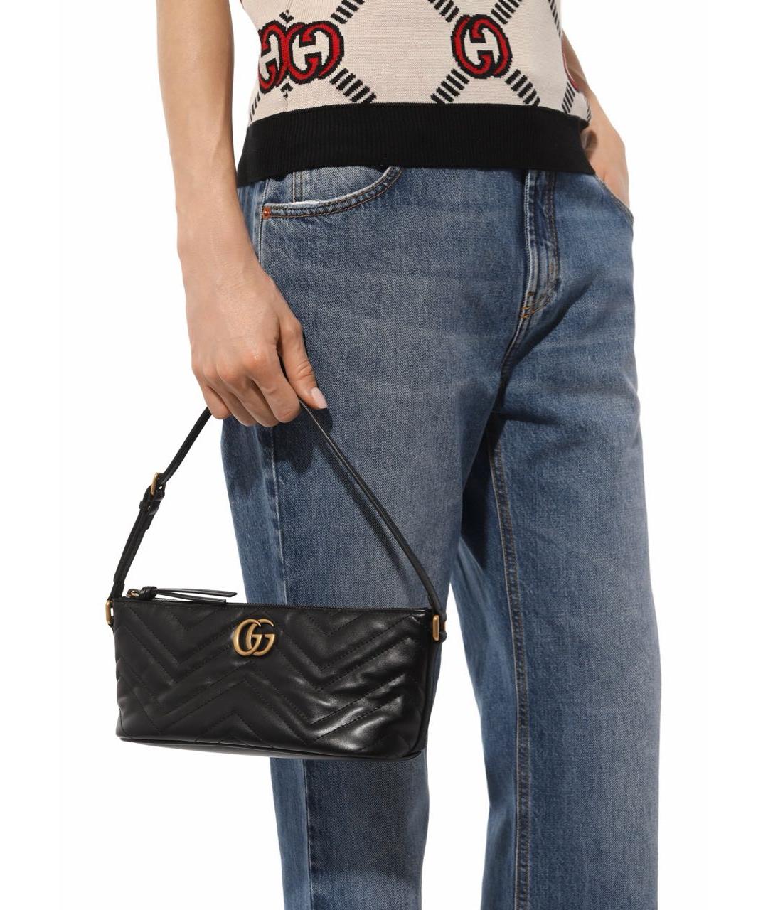 GUCCI Черная кожаная сумка с короткими ручками, фото 2