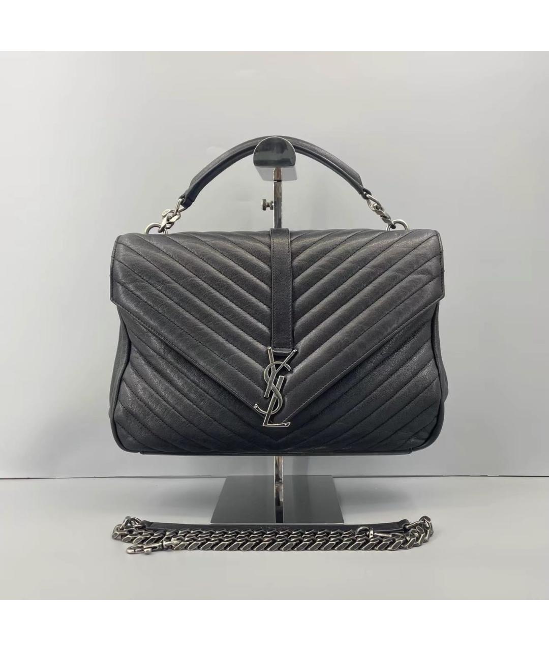 SAINT LAURENT Черная кожаная сумка через плечо, фото 9