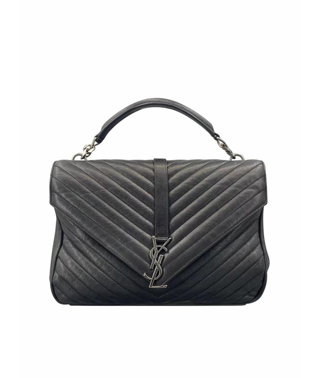 SAINT LAURENT Черная кожаная сумка через плечо, фото 1
