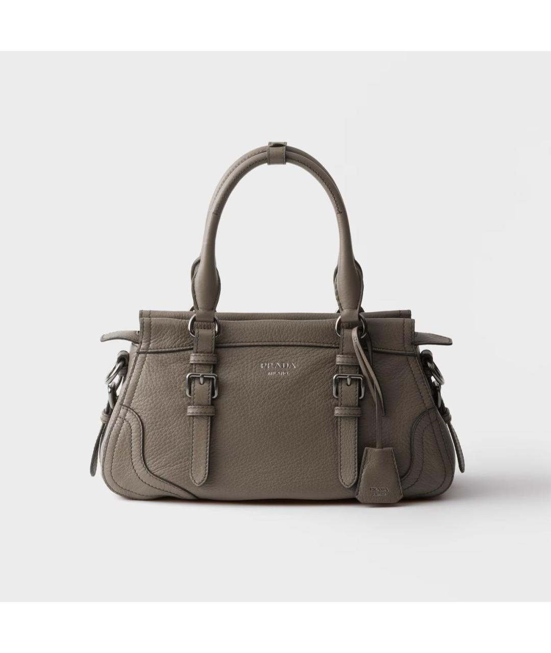 PRADA Серая кожаная сумка тоут, фото 6