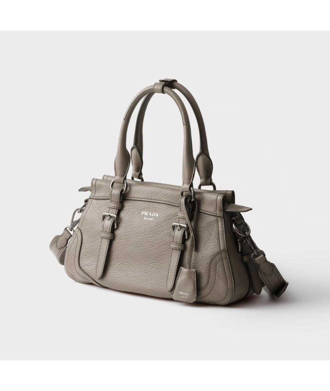 PRADA Серая кожаная сумка тоут, фото 3