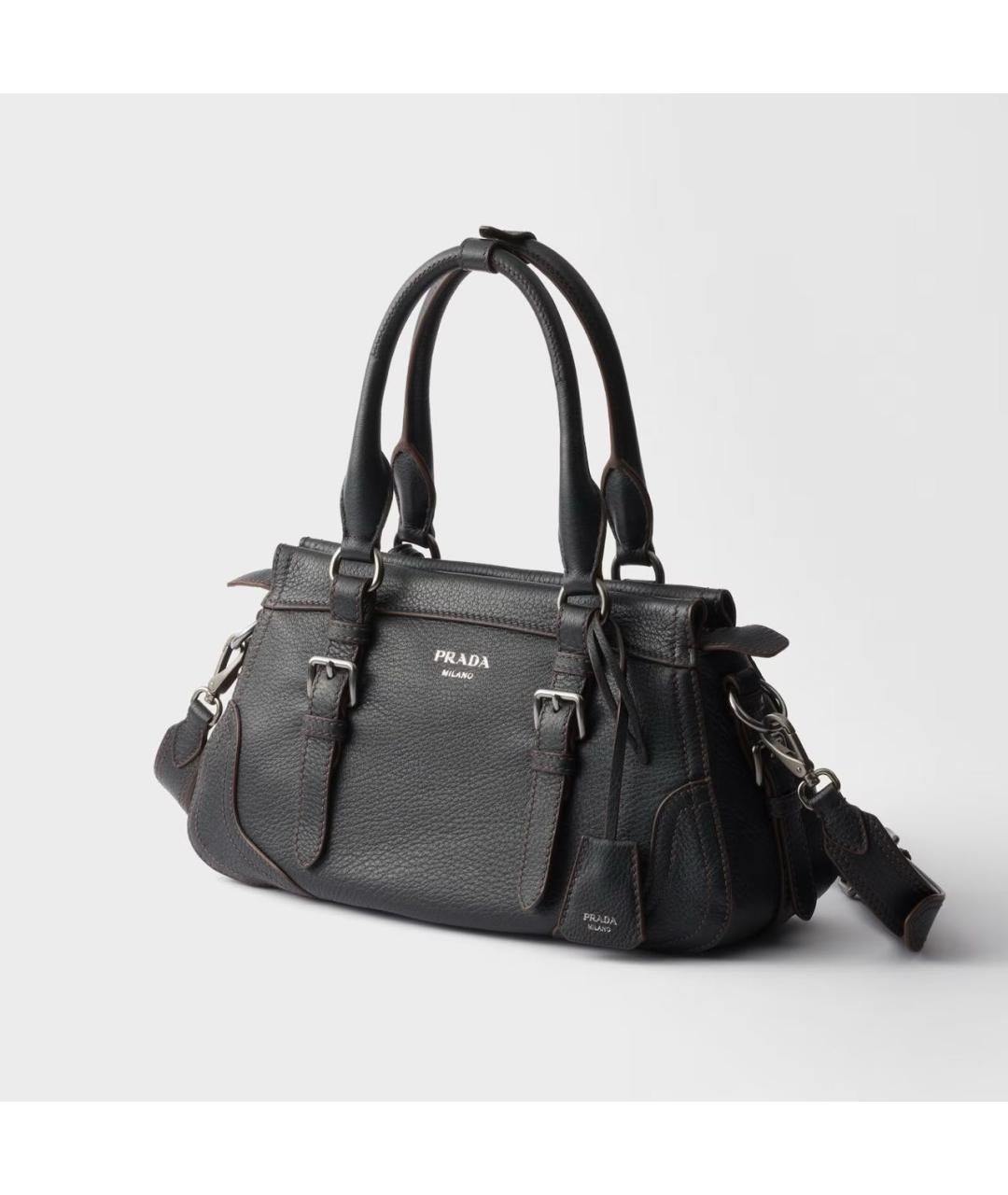 PRADA Черная кожаная сумка тоут, фото 3