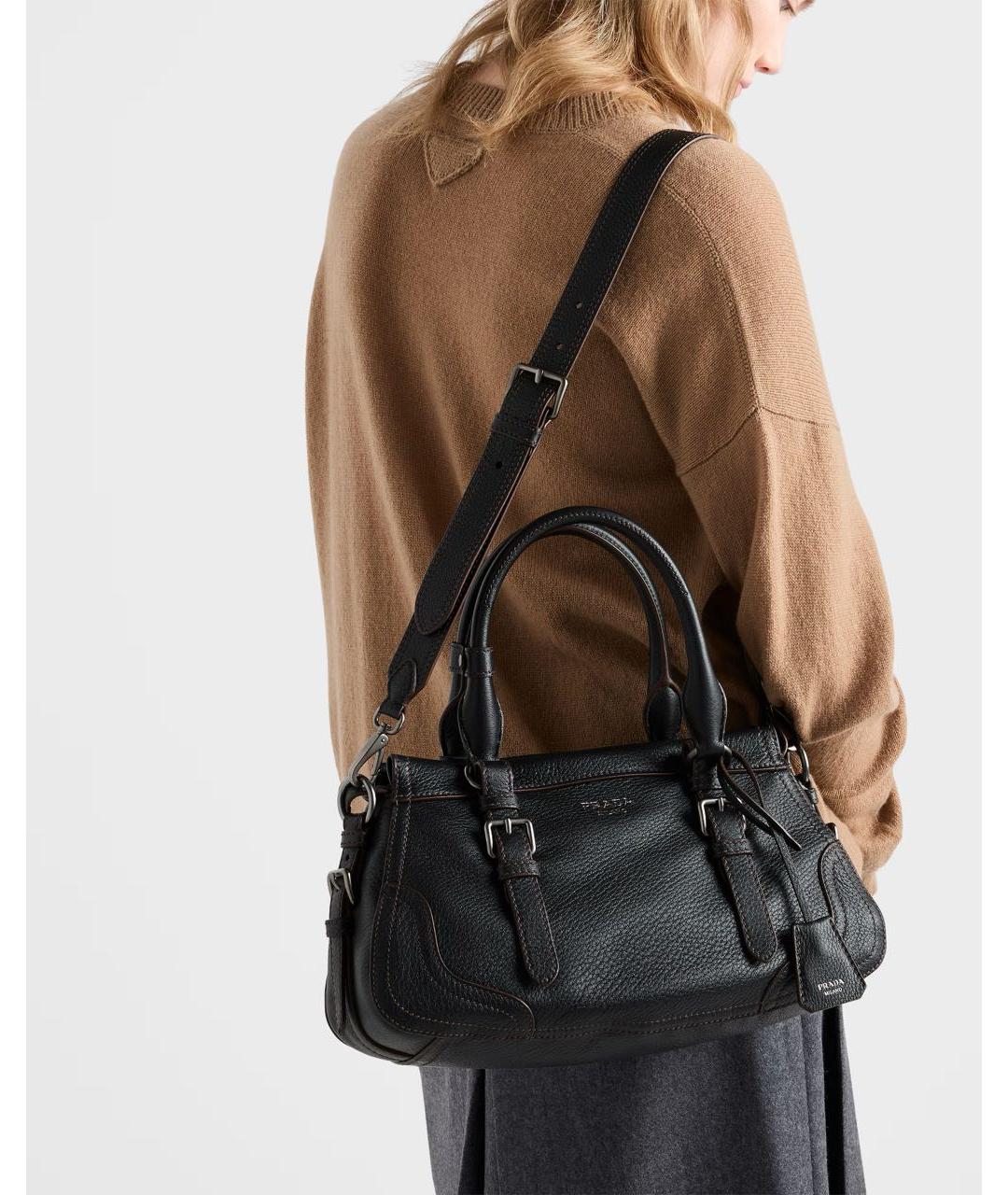 PRADA Черная кожаная сумка тоут, фото 5