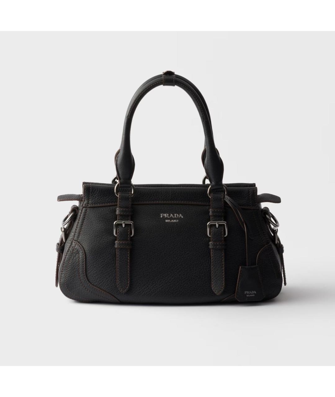 PRADA Черная кожаная сумка тоут, фото 6