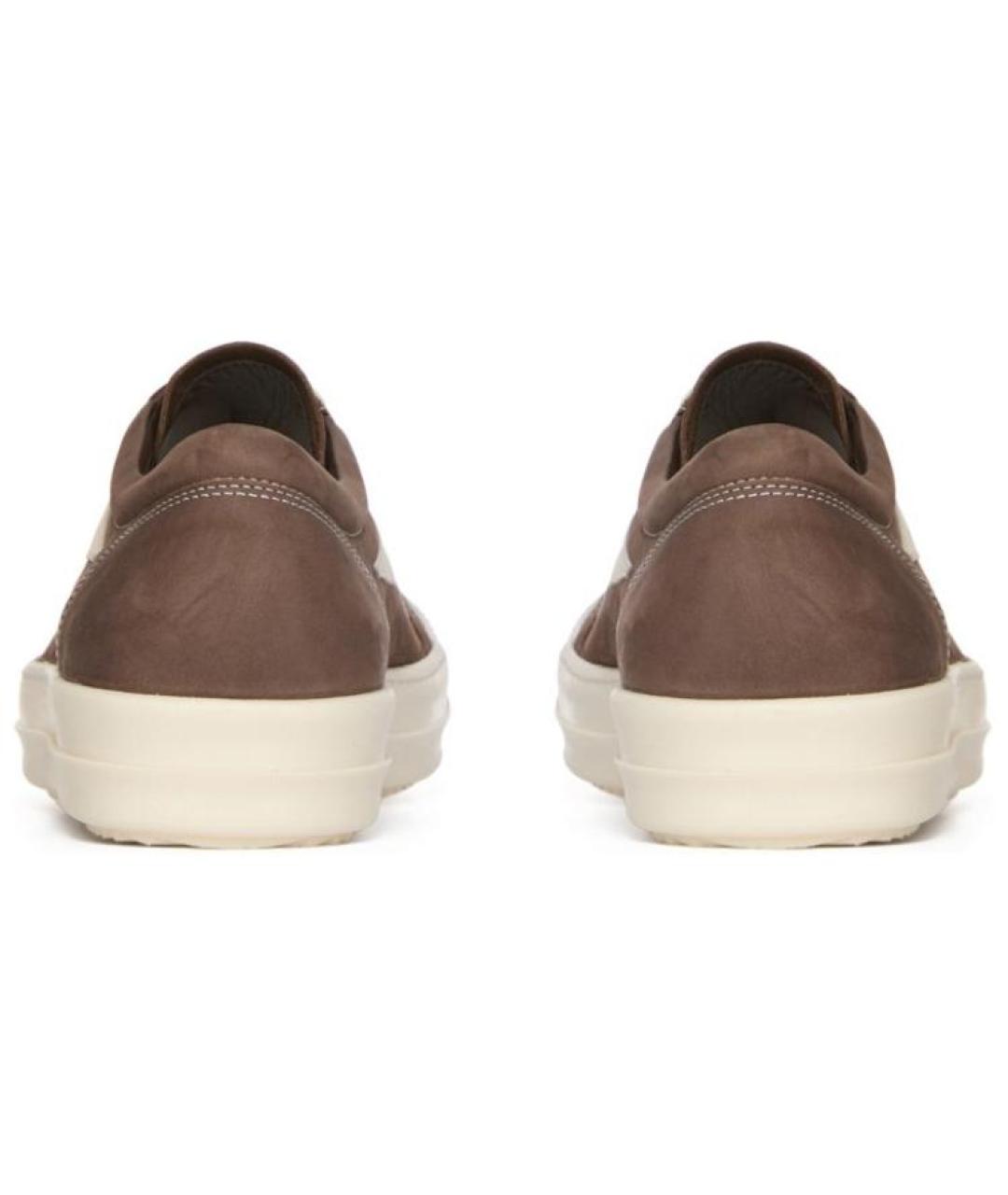 RICK OWENS Коричневые кожаные низкие кроссовки / кеды, фото 4