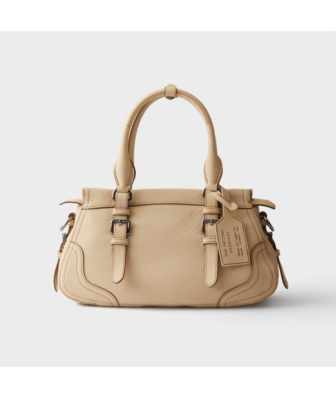 PRADA Бежевая кожаная сумка тоут, фото 4