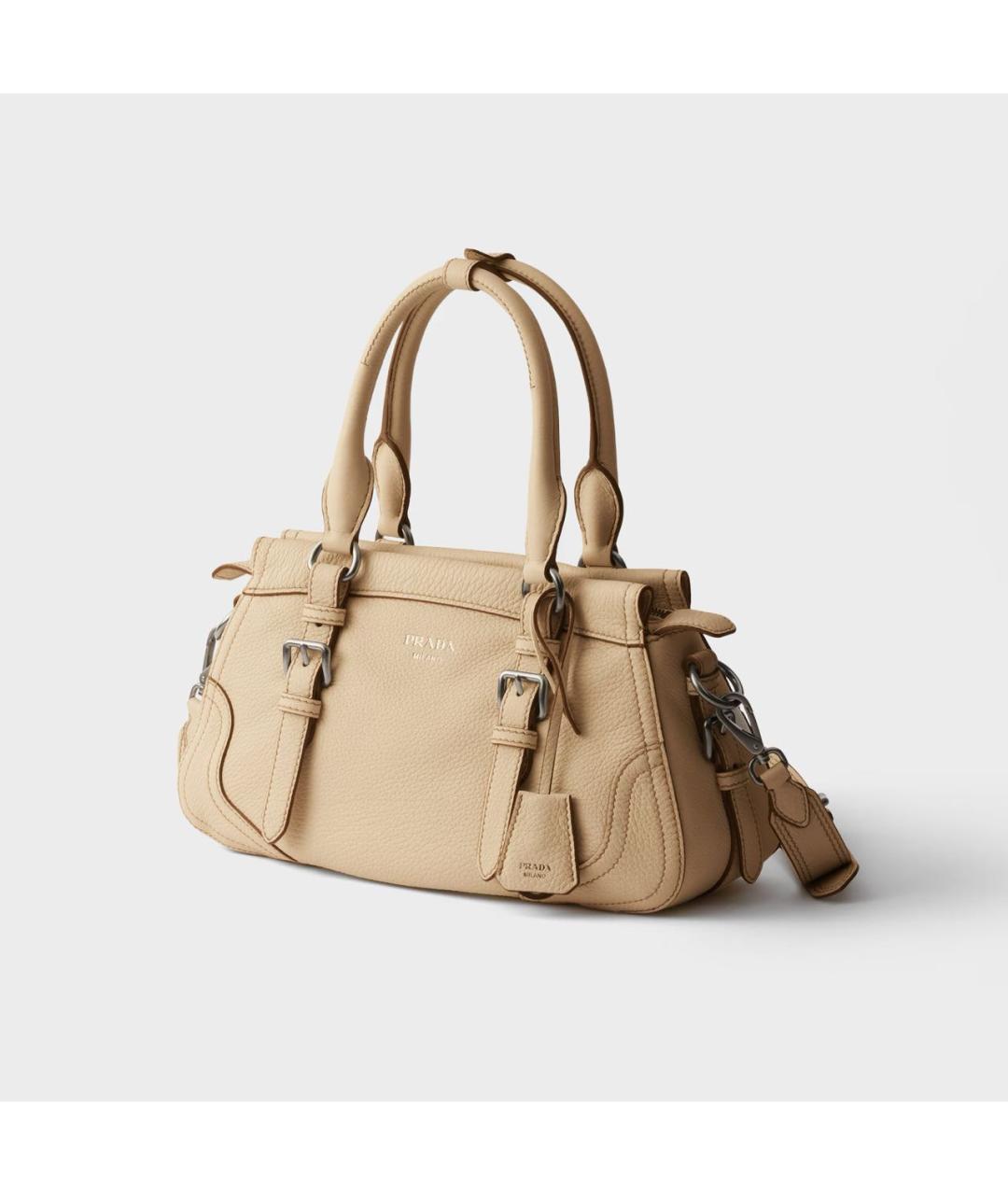 PRADA Бежевая кожаная сумка тоут, фото 3