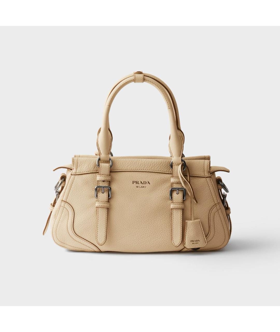 PRADA Бежевая кожаная сумка тоут, фото 6