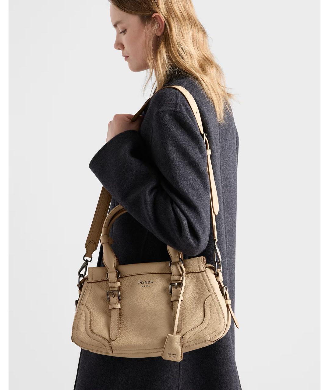 PRADA Бежевая кожаная сумка тоут, фото 5