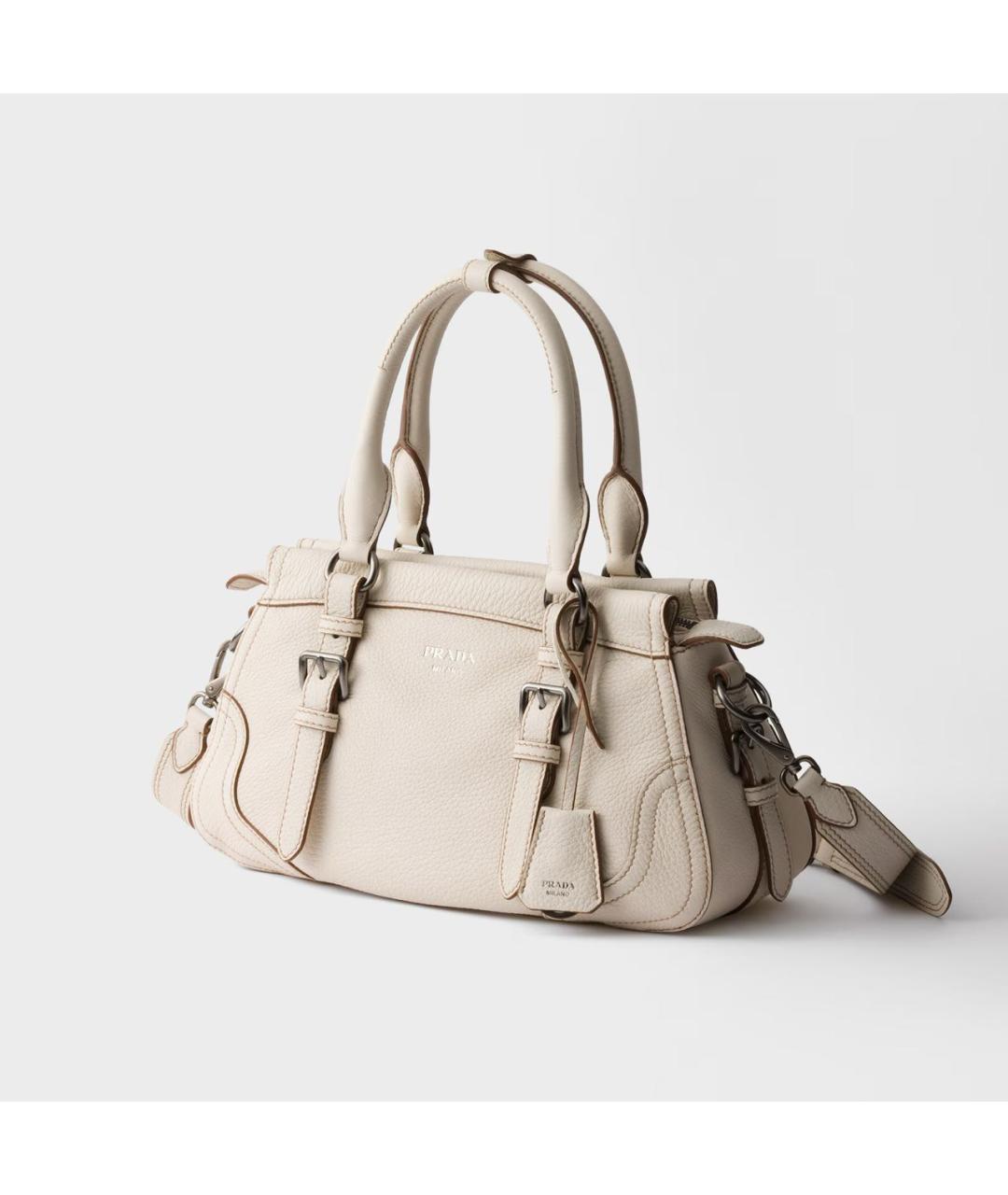 PRADA Белая кожаная сумка тоут, фото 3