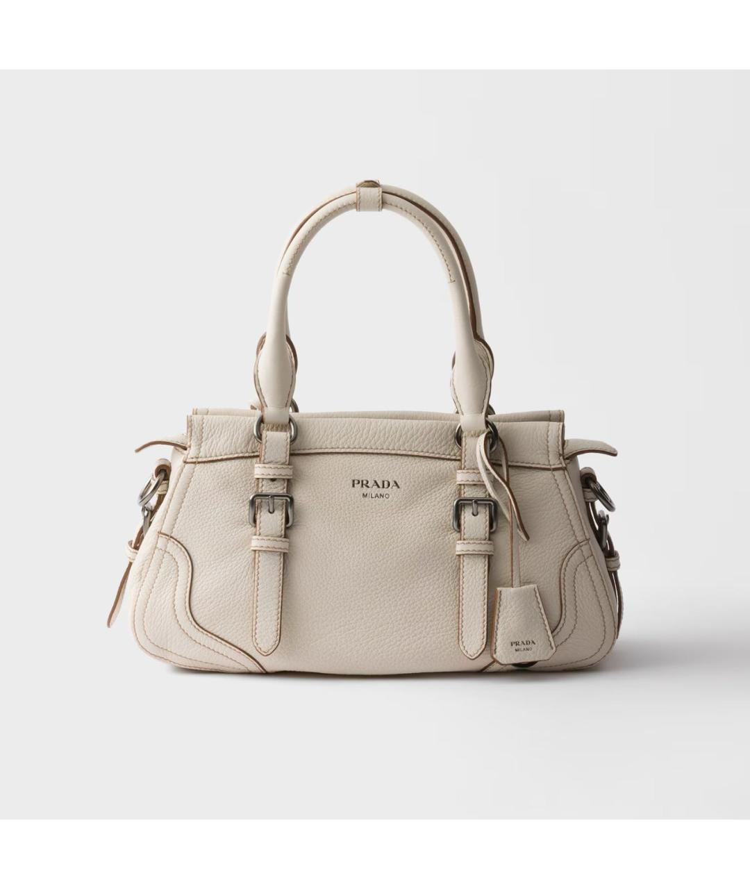 PRADA Белая кожаная сумка тоут, фото 6