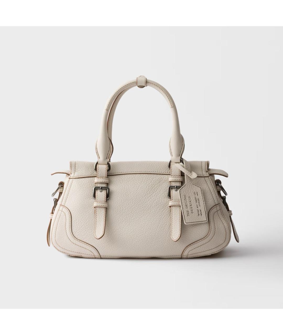 PRADA Белая кожаная сумка тоут, фото 4