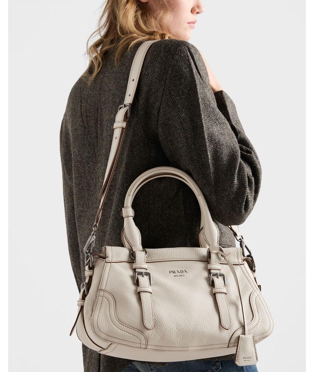 PRADA Белая кожаная сумка тоут, фото 5