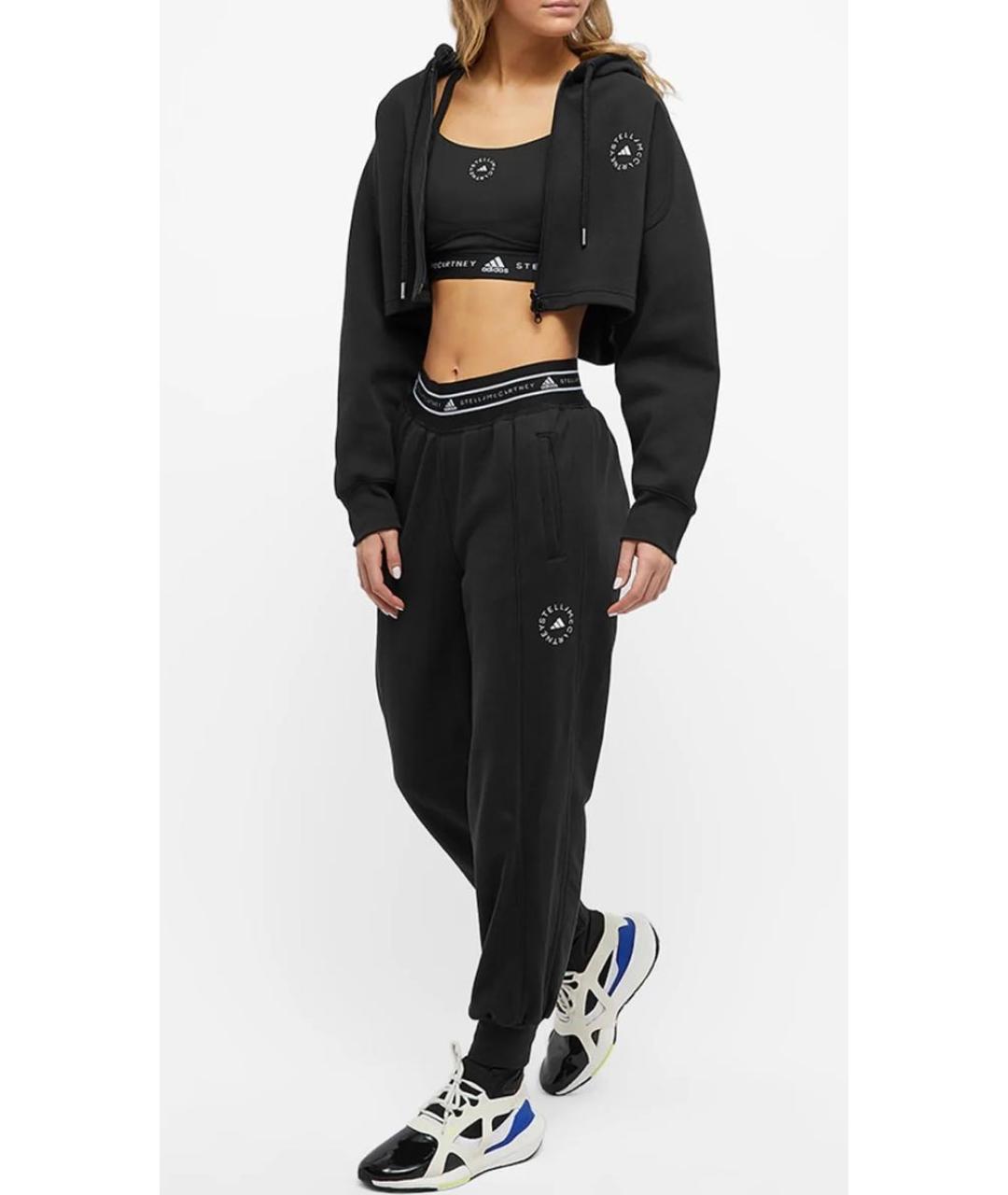 ADIDAS BY STELLA MCCARTNEY Черные хлопковые брюки узкие, фото 3