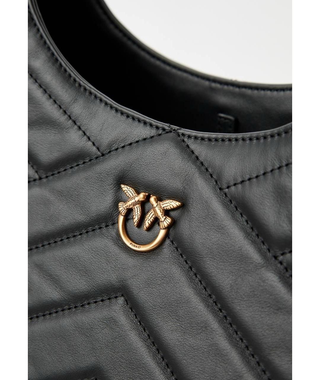 PINKO Черная кожаная сумка тоут, фото 6