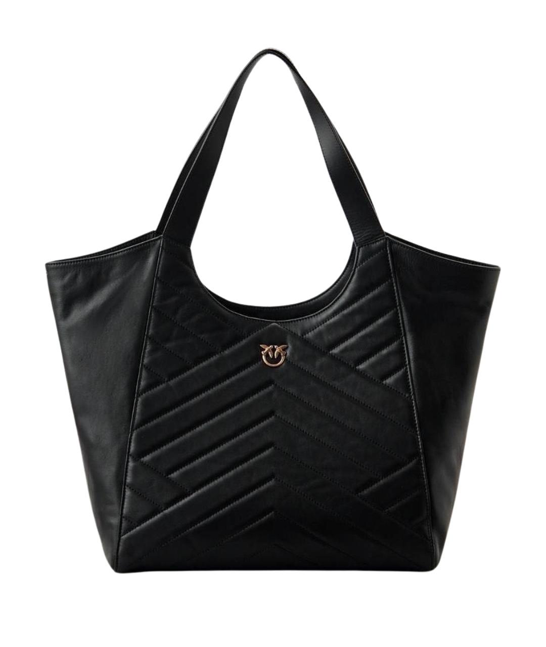 PINKO Черная кожаная сумка тоут, фото 1