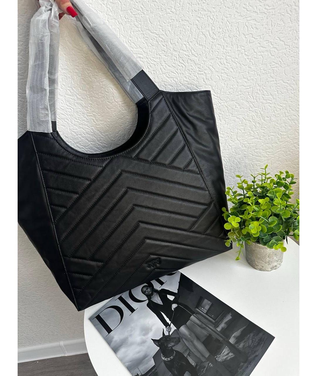 PINKO Черная кожаная сумка тоут, фото 3