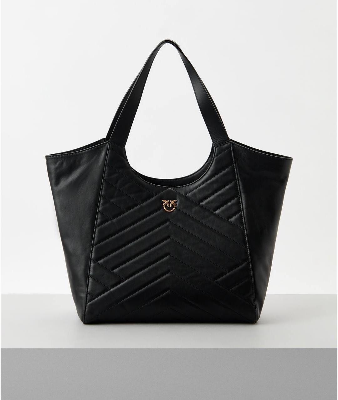 PINKO Черная кожаная сумка тоут, фото 7