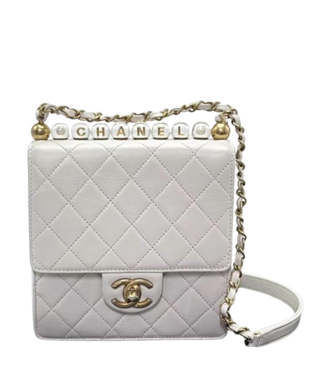 CHANEL Белая кожаная сумка через плечо, фото 1