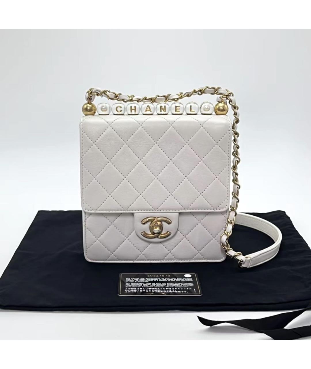 CHANEL Белая кожаная сумка через плечо, фото 7