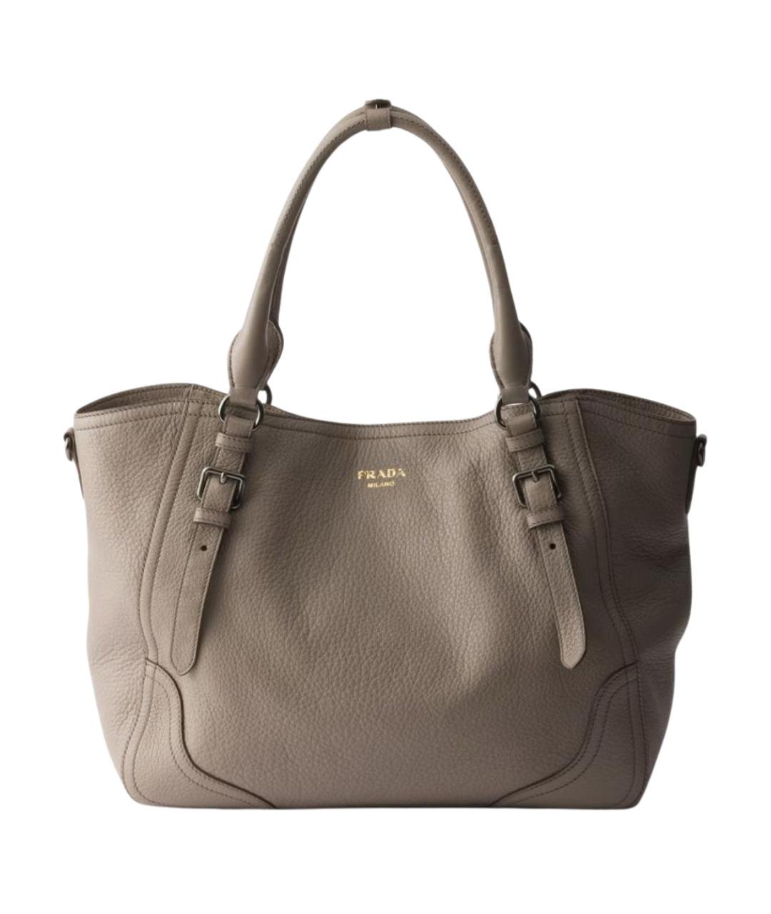 PRADA Серая кожаная сумка тоут, фото 1