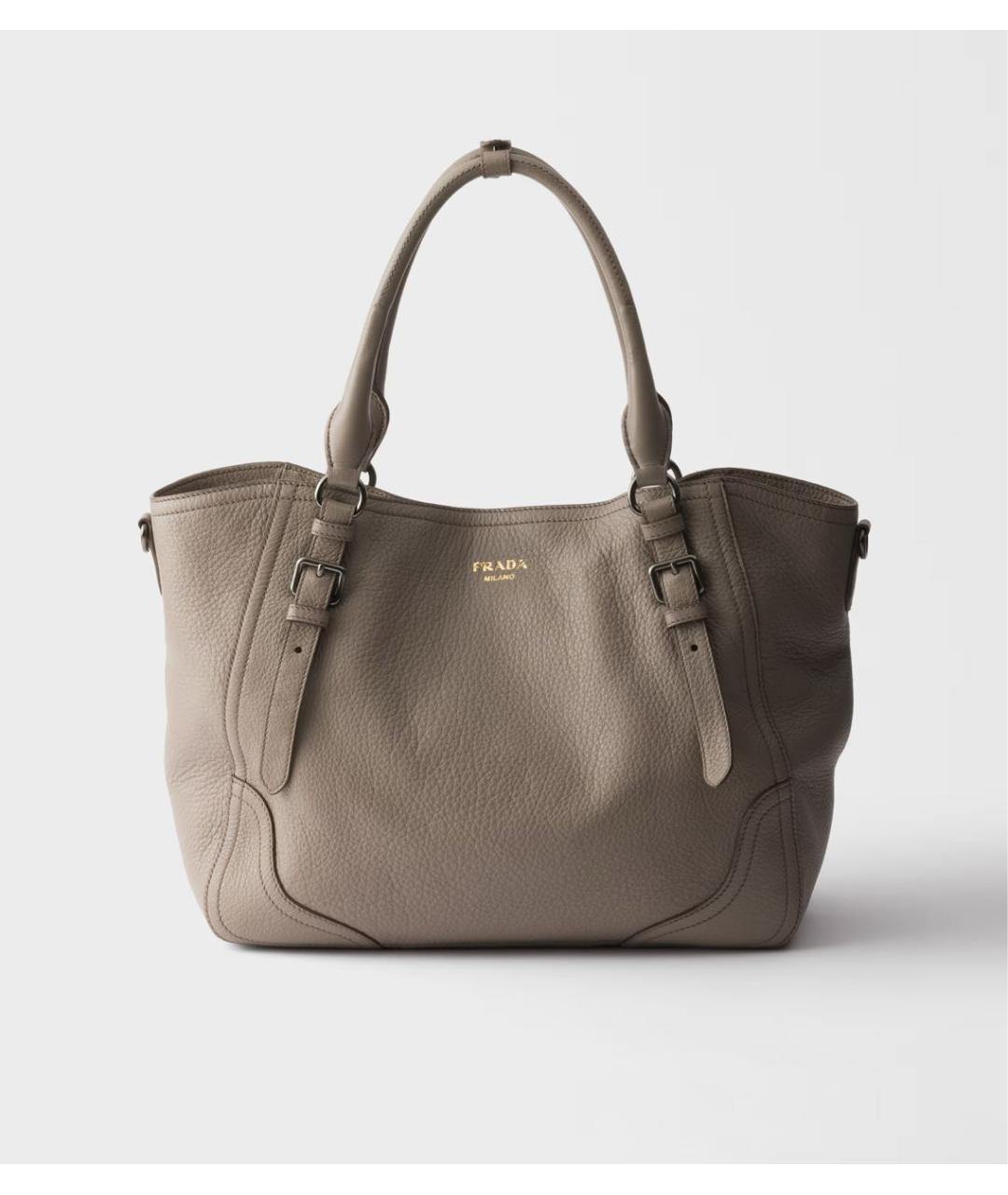 PRADA Серая кожаная сумка тоут, фото 6