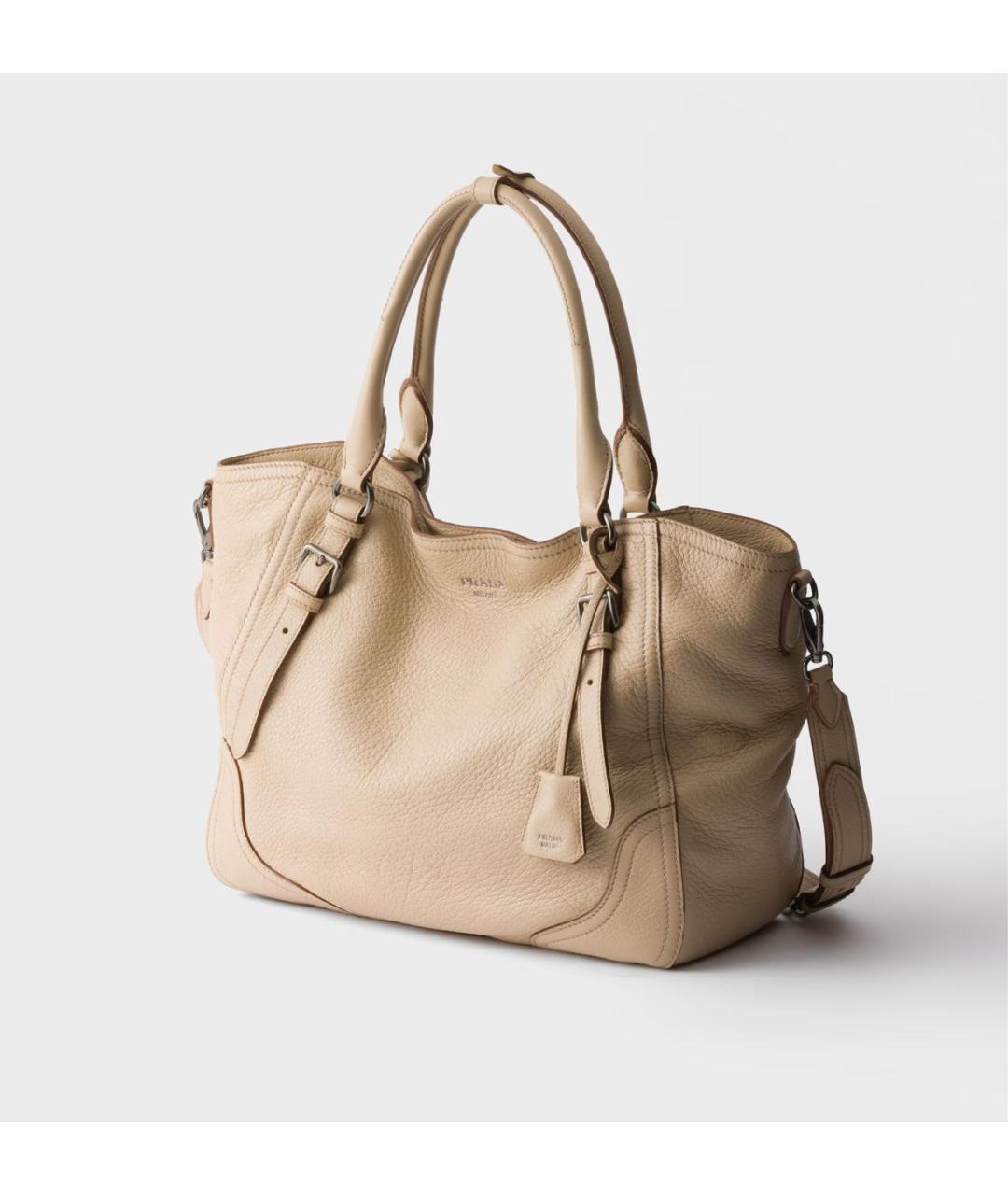 PRADA Бежевая кожаная сумка тоут, фото 3
