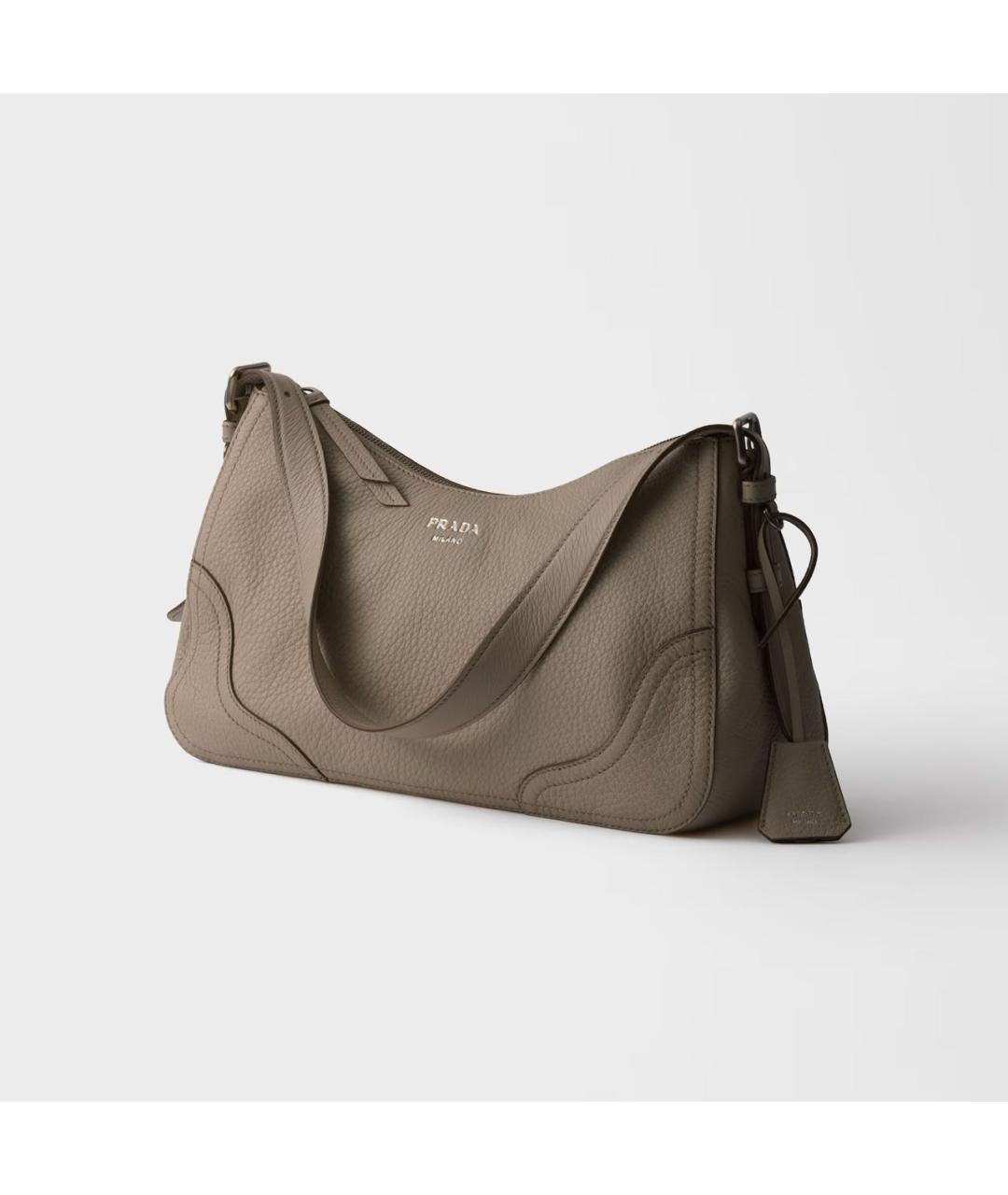 PRADA Серая кожаная сумка через плечо, фото 3