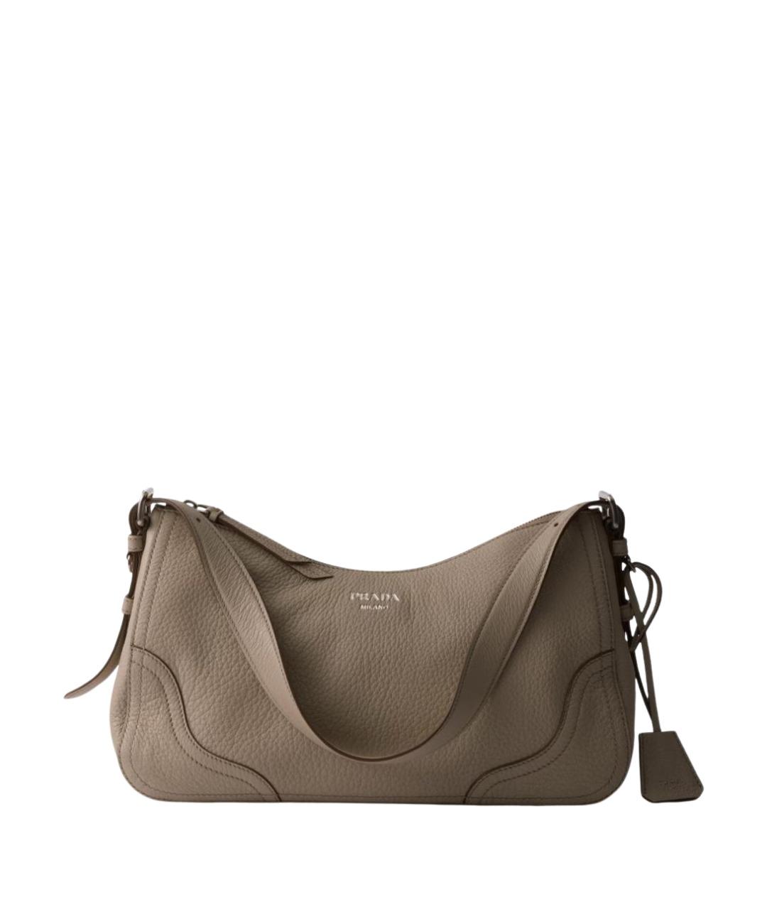 PRADA Серая кожаная сумка через плечо, фото 1