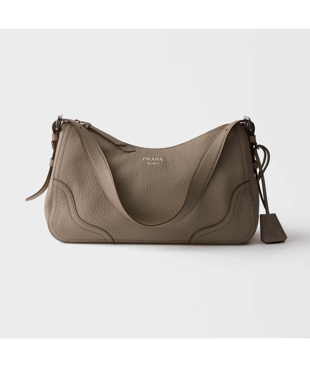 PRADA Серая кожаная сумка через плечо, фото 6