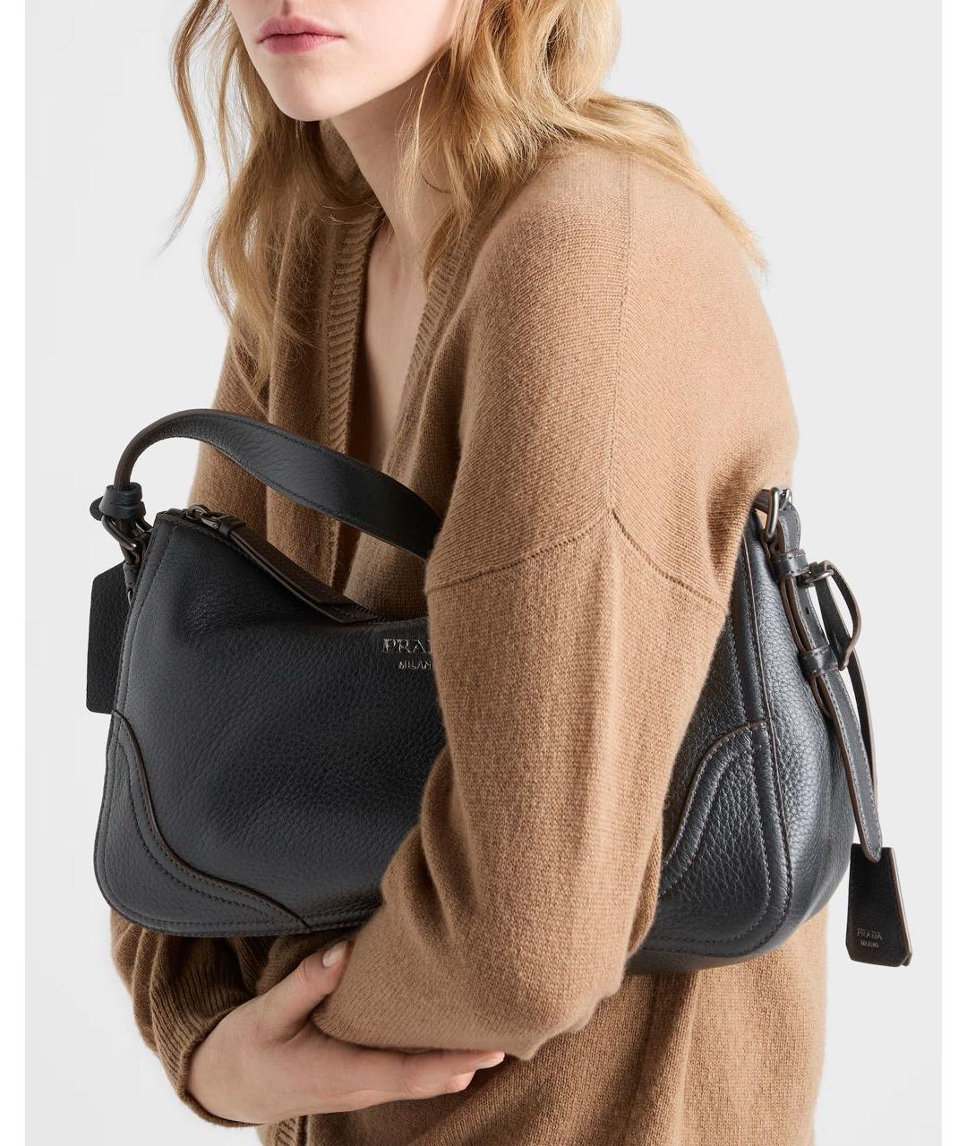 PRADA Черная кожаная сумка через плечо, фото 3