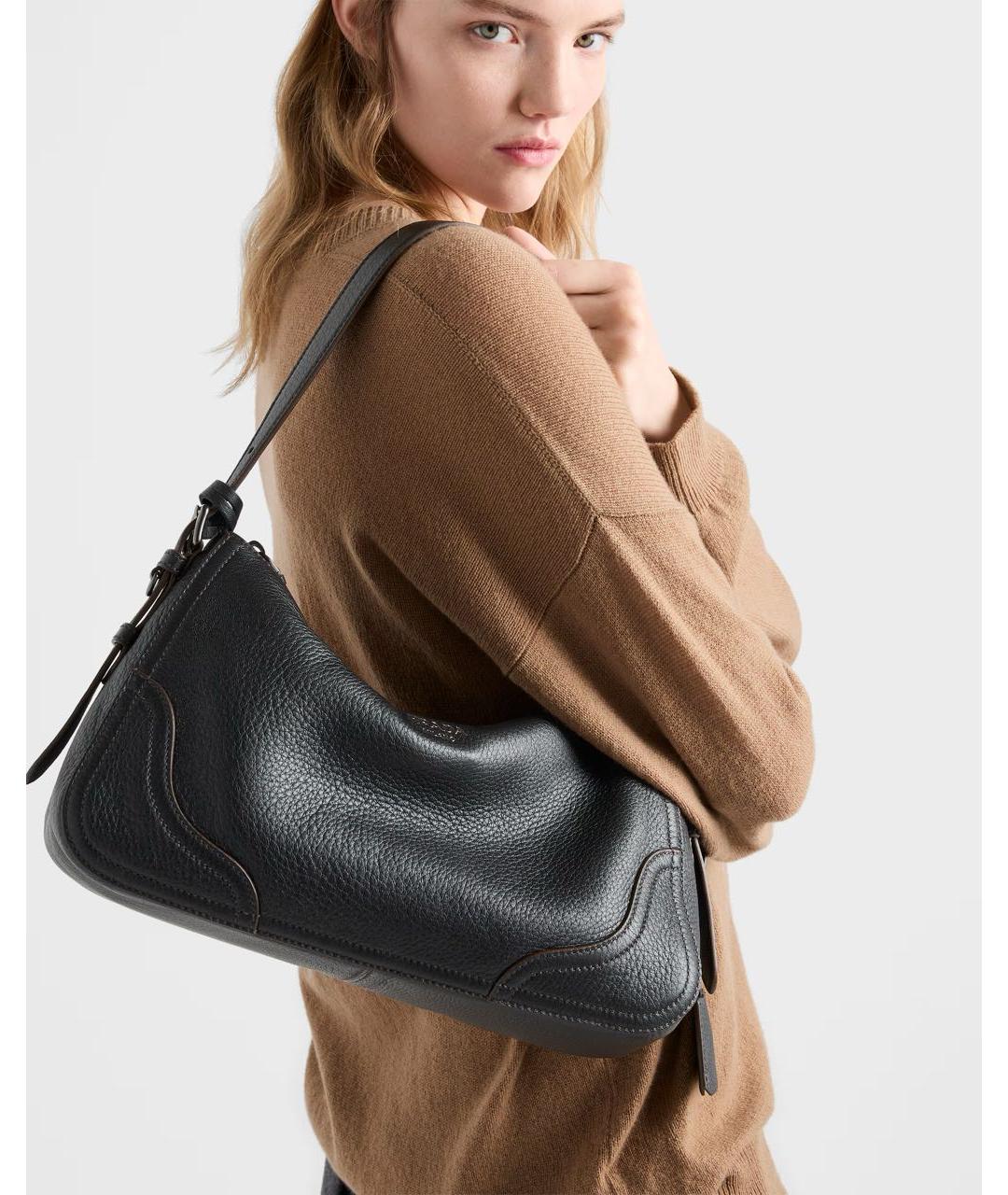 PRADA Черная кожаная сумка через плечо, фото 7