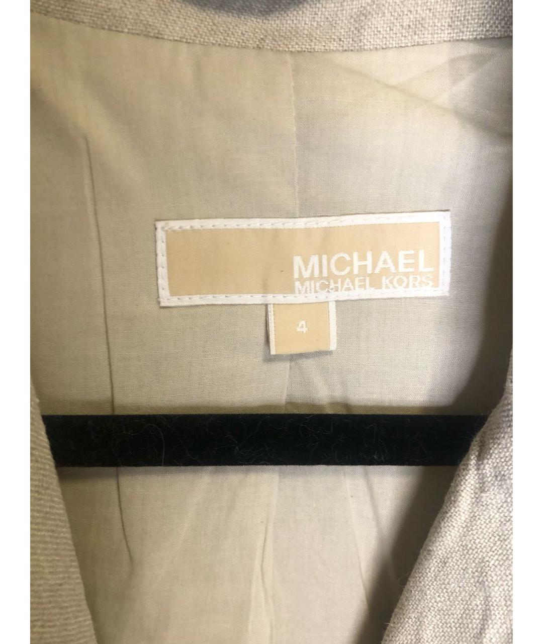 MICHAEL KORS Бежевый льняной жакет/пиджак, фото 3
