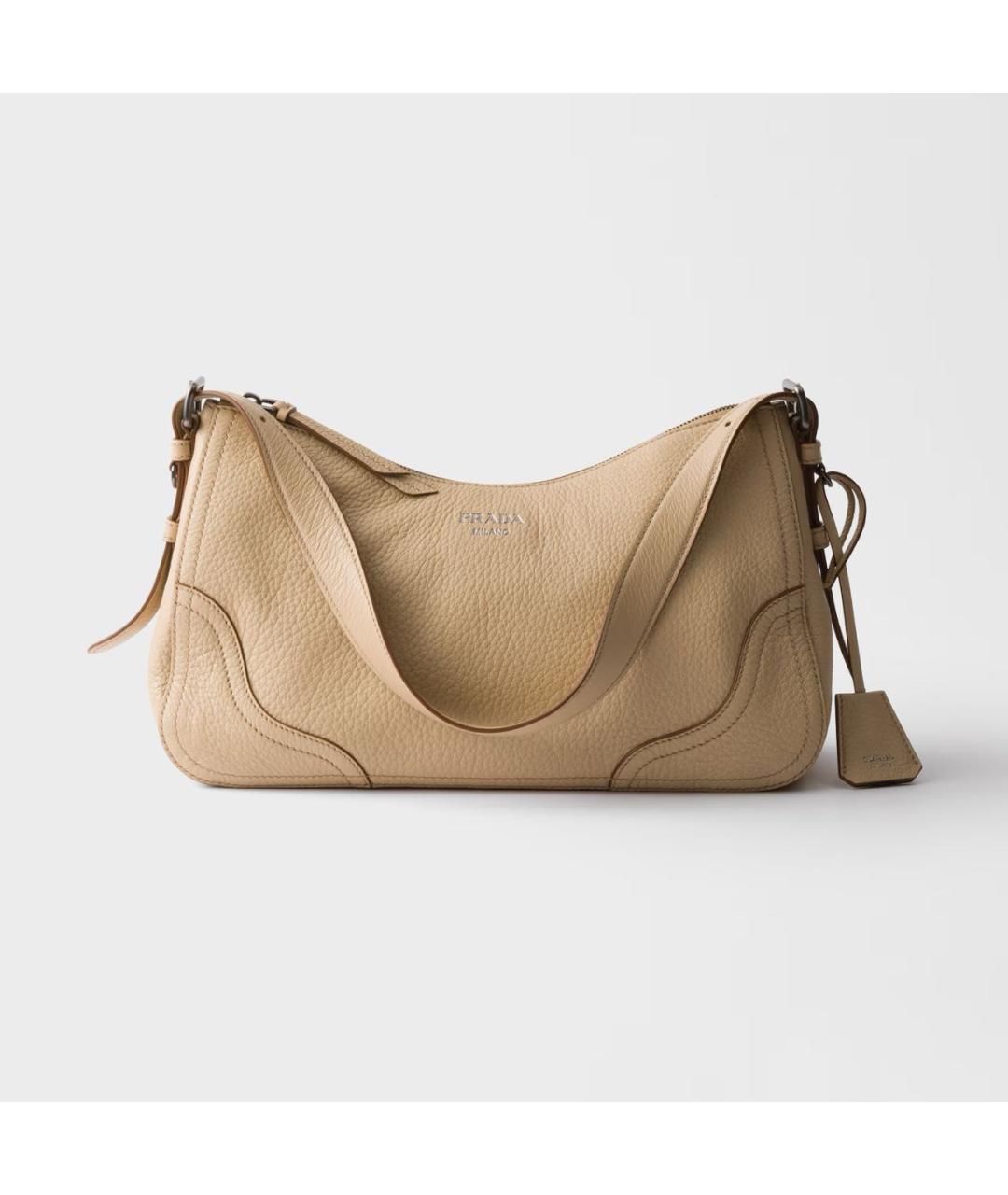PRADA Бежевая кожаная сумка через плечо, фото 6
