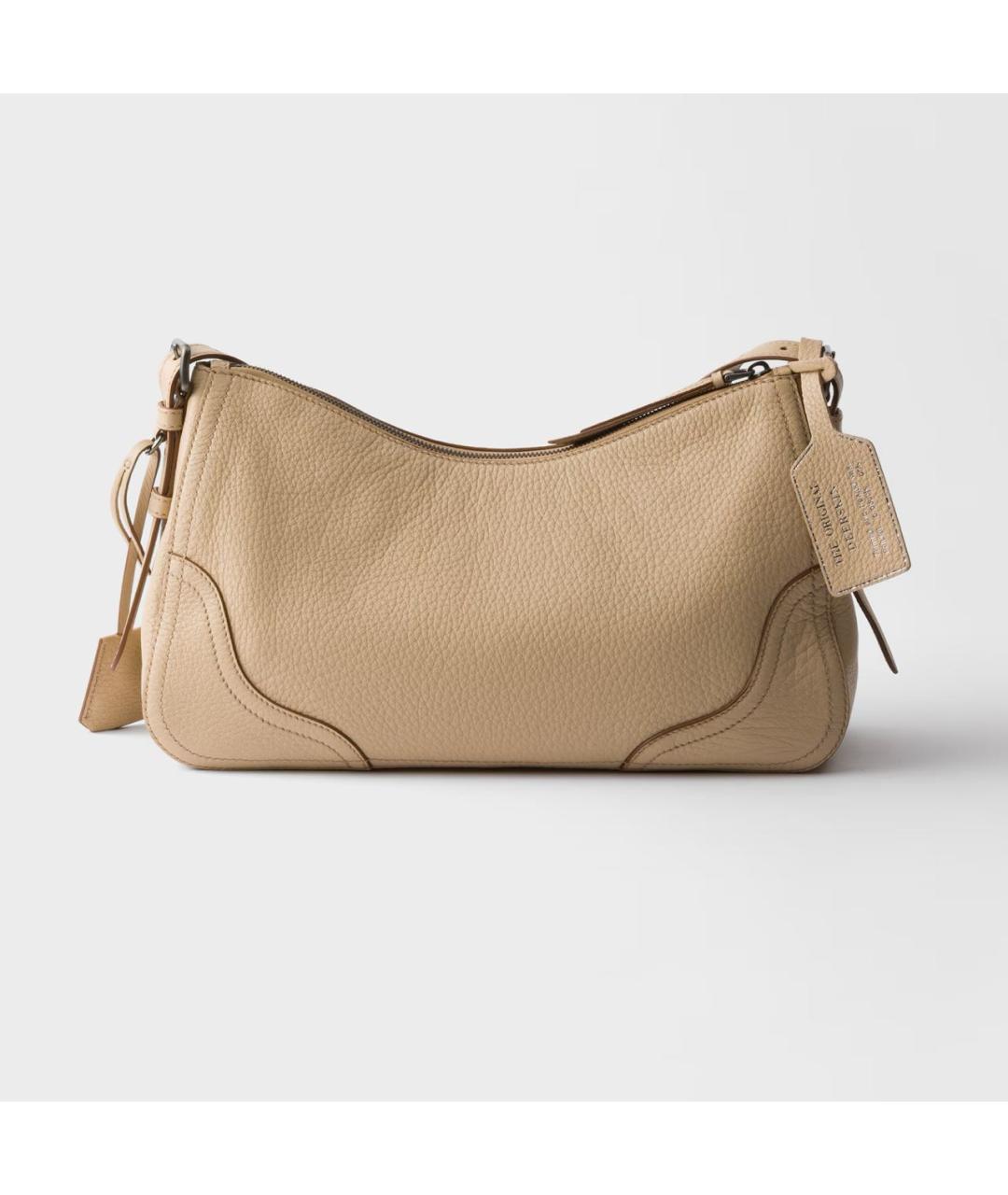 PRADA Бежевая кожаная сумка через плечо, фото 4