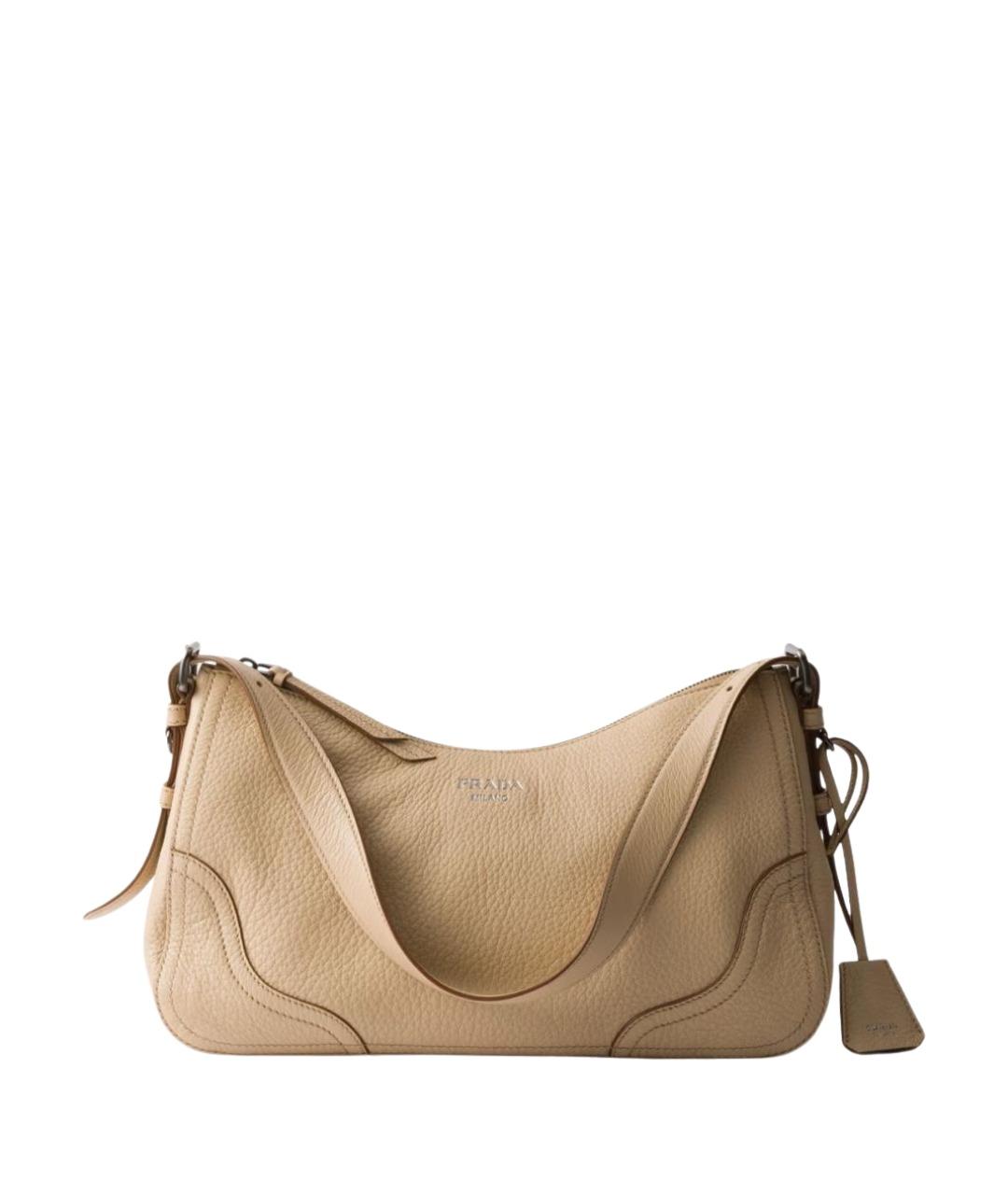 PRADA Бежевая кожаная сумка через плечо, фото 1