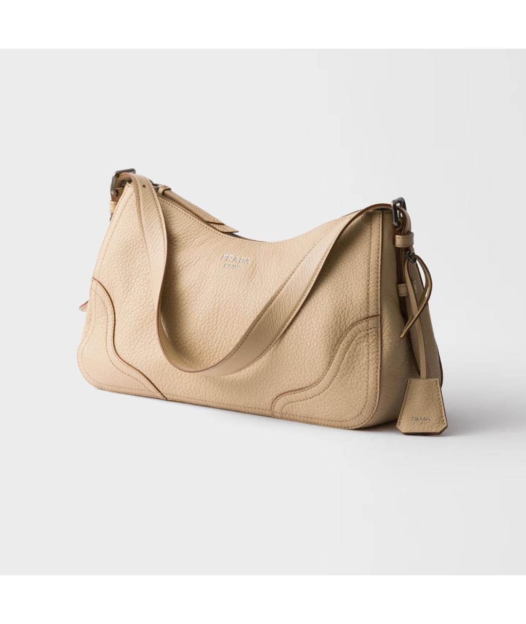 PRADA Бежевая кожаная сумка через плечо, фото 3