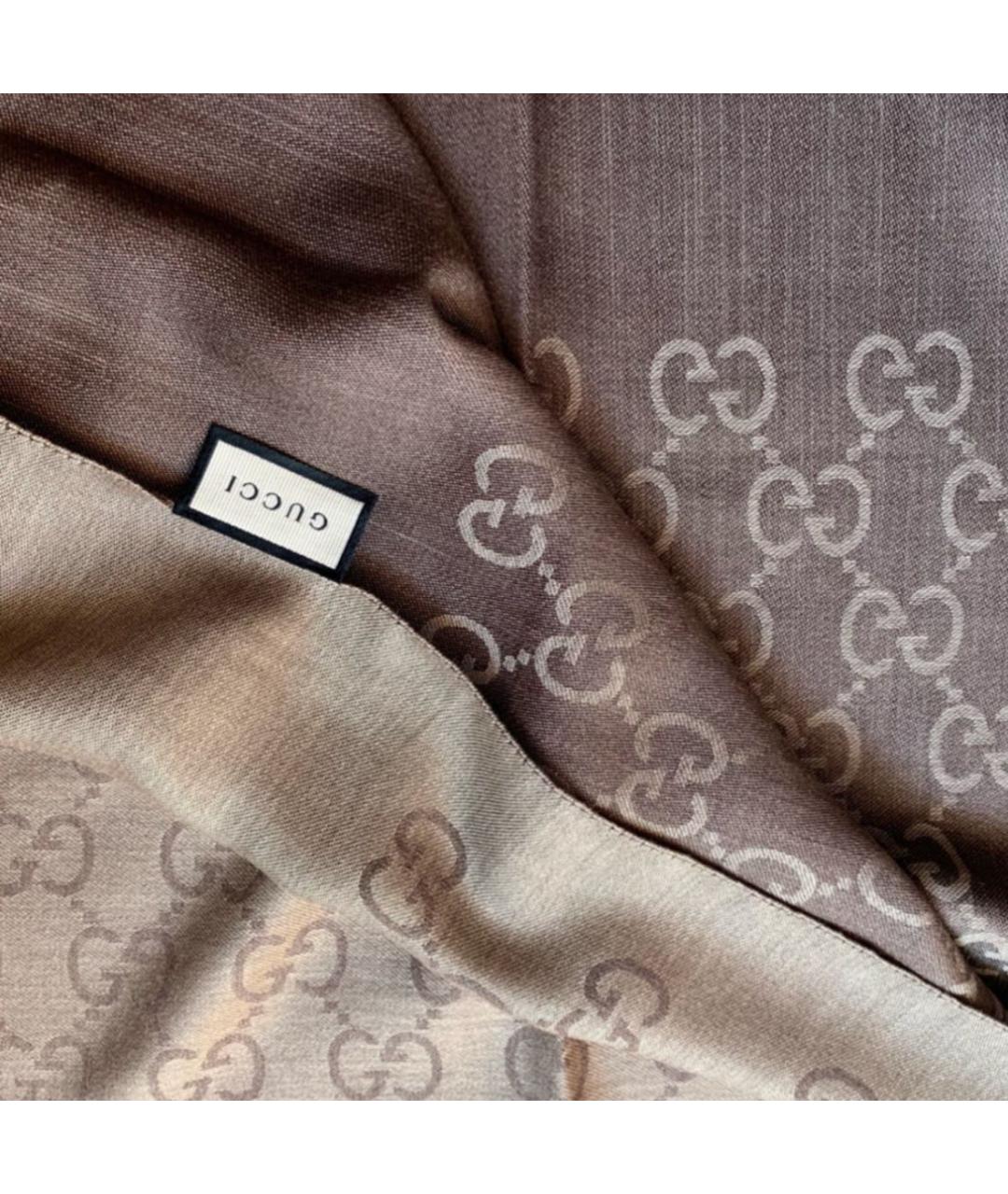 GUCCI Серый шерстяной шарф, фото 3