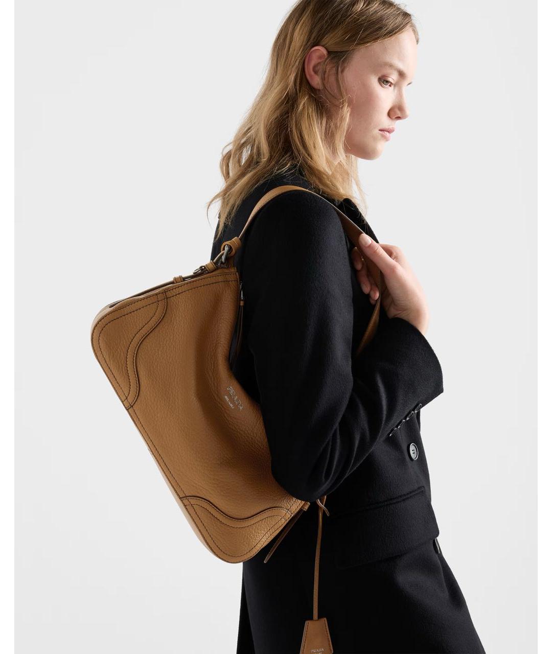 PRADA Коричневая кожаная сумка через плечо, фото 2