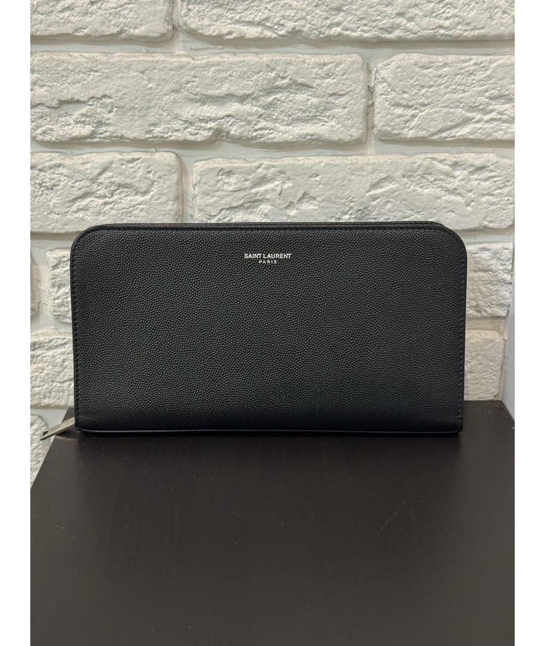 SAINT LAURENT Черный кожаный кошелек, фото 7