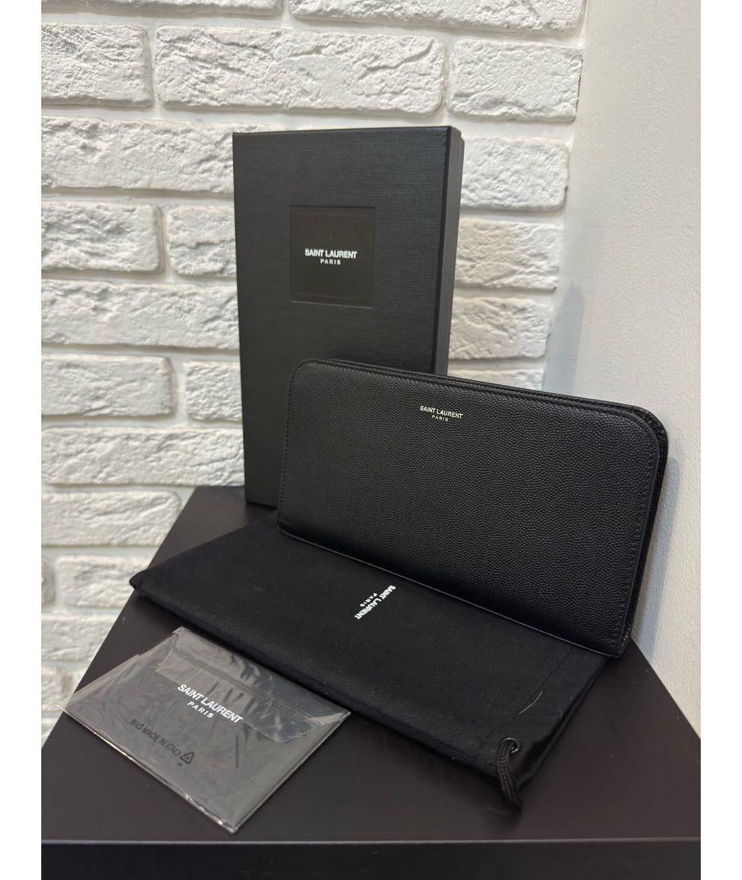 SAINT LAURENT Черный кожаный кошелек, фото 3