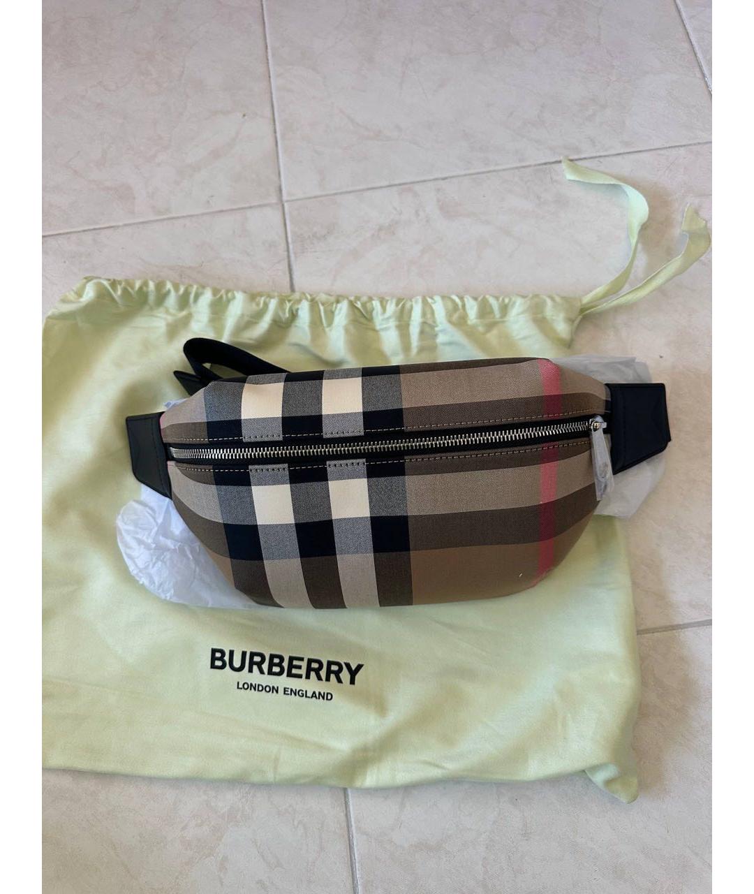 BURBERRY Бежевая тканевая поясная сумка, фото 5